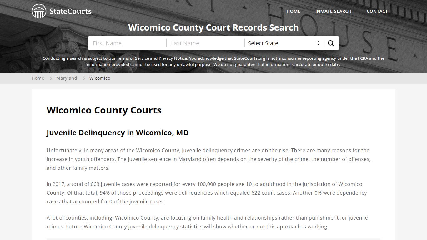 Wicomico County, MD Courts - Records & Cases - StateCourts